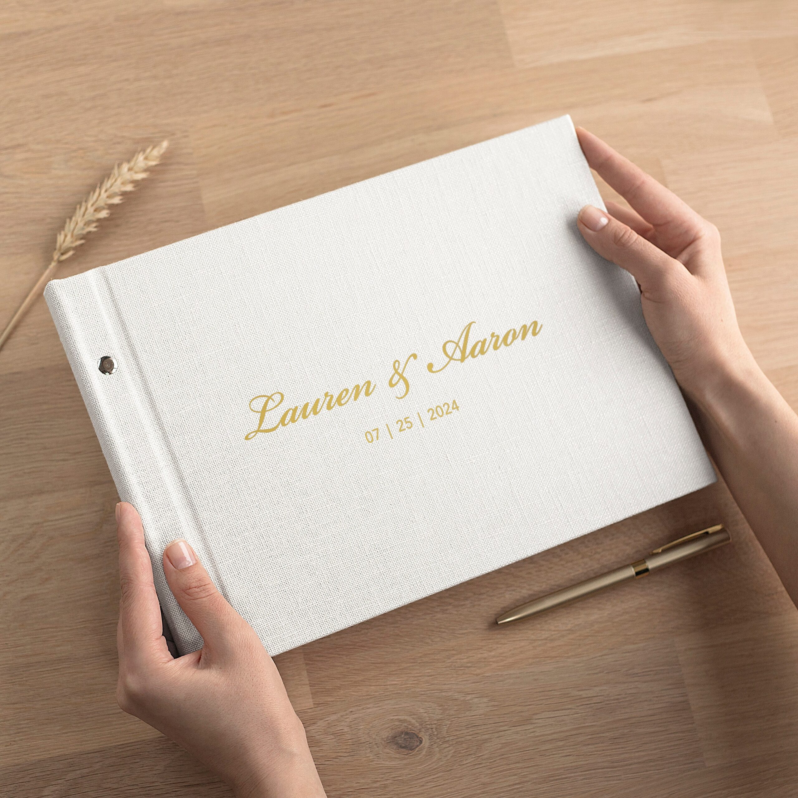 Linen Wedding Guest Book | Blank or Lined Pages #1 - Image 2
