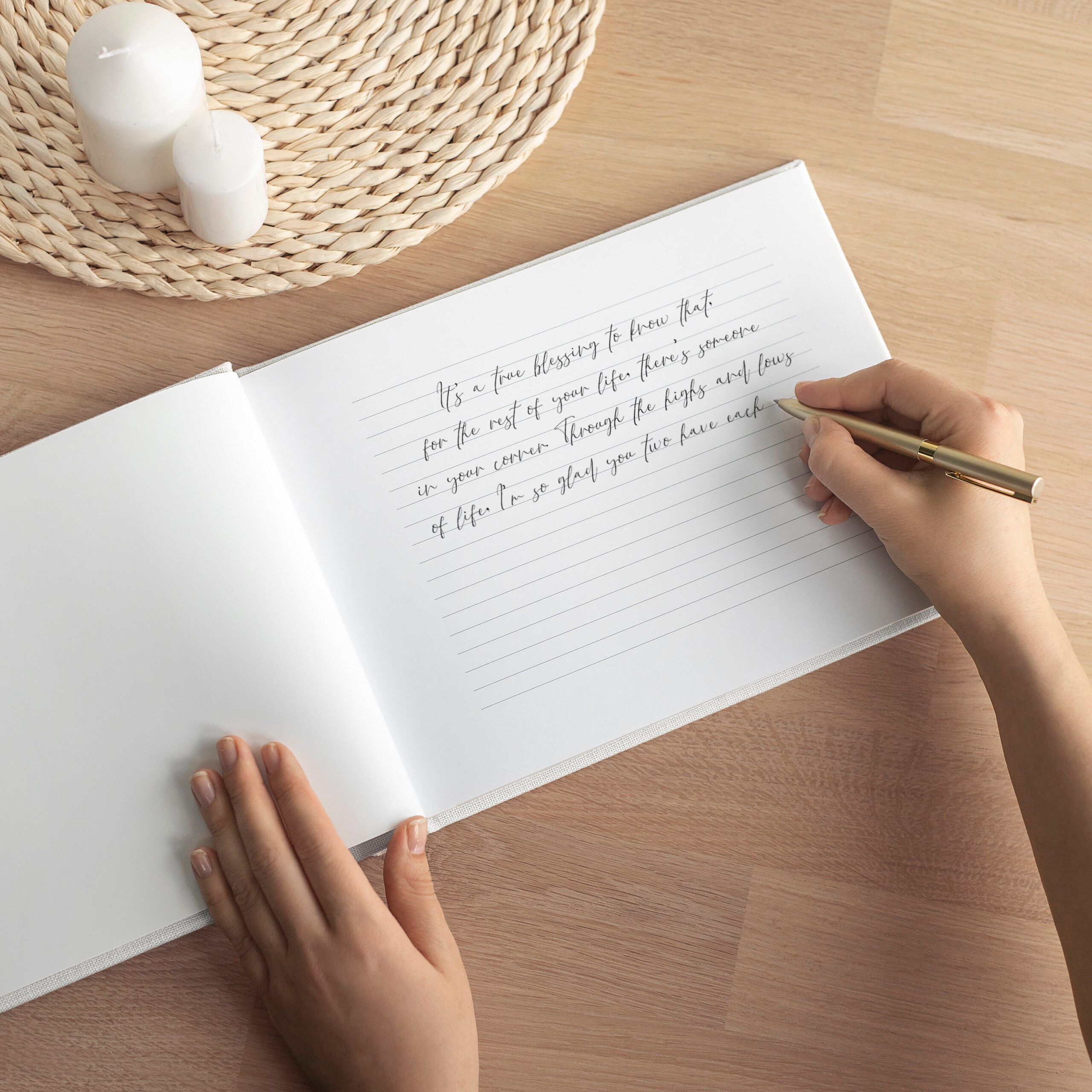 Linen Wedding Guest Book | Blank or Lined Pages #1 - Image 4