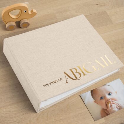 First Years Baby Memory Book | Personalized Linen Baby Photo Album #2