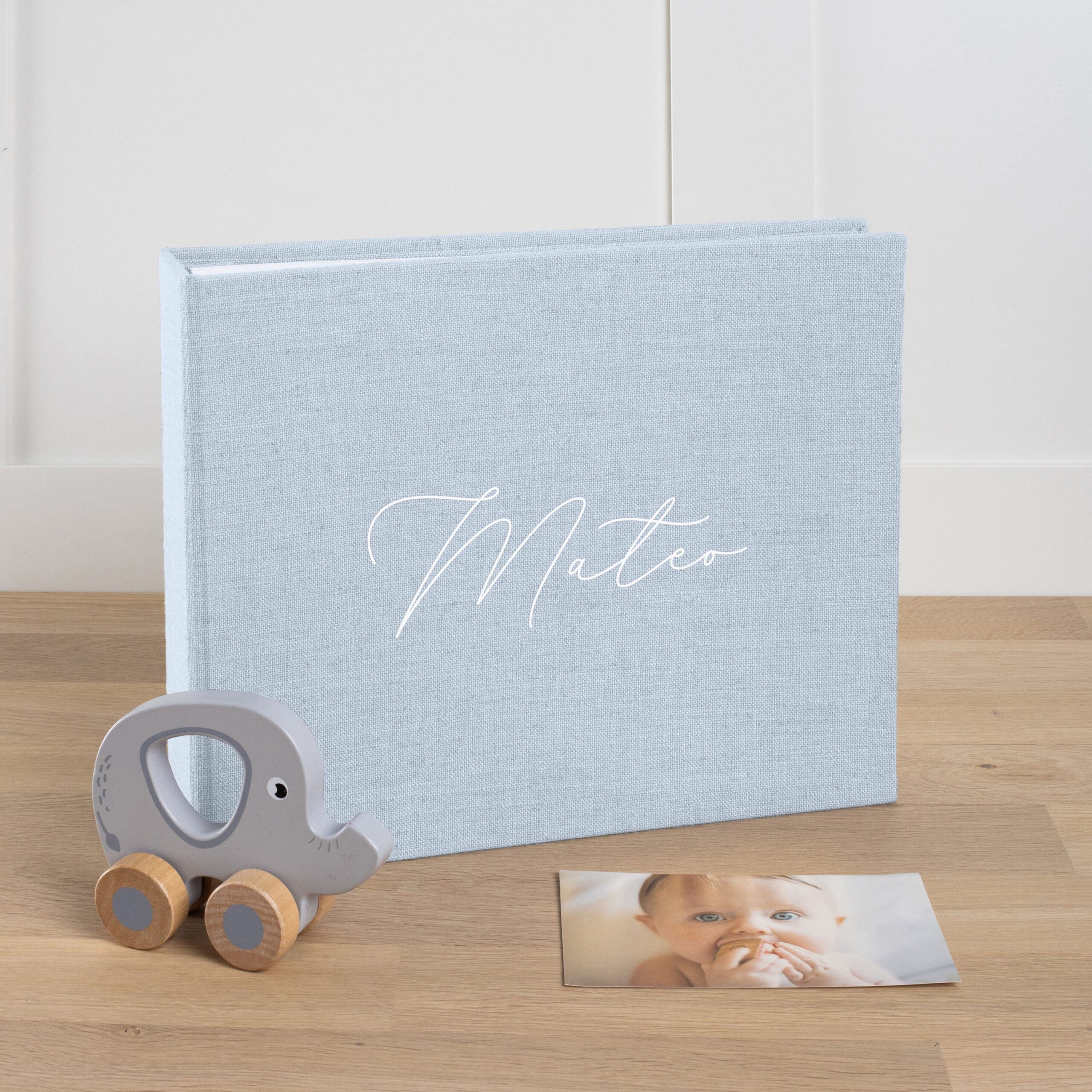First Years Baby Memory Book | Personalized Linen Baby Photo Album #1 - Image 2
