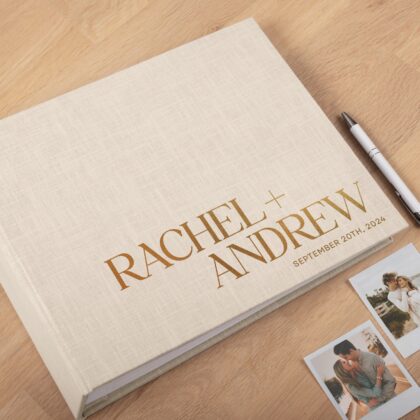Linen Wedding Guest Book  | Blank or Printed Pages #4