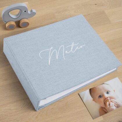 First Years Baby Memory Book | Personalized Linen Baby Photo Album #1
