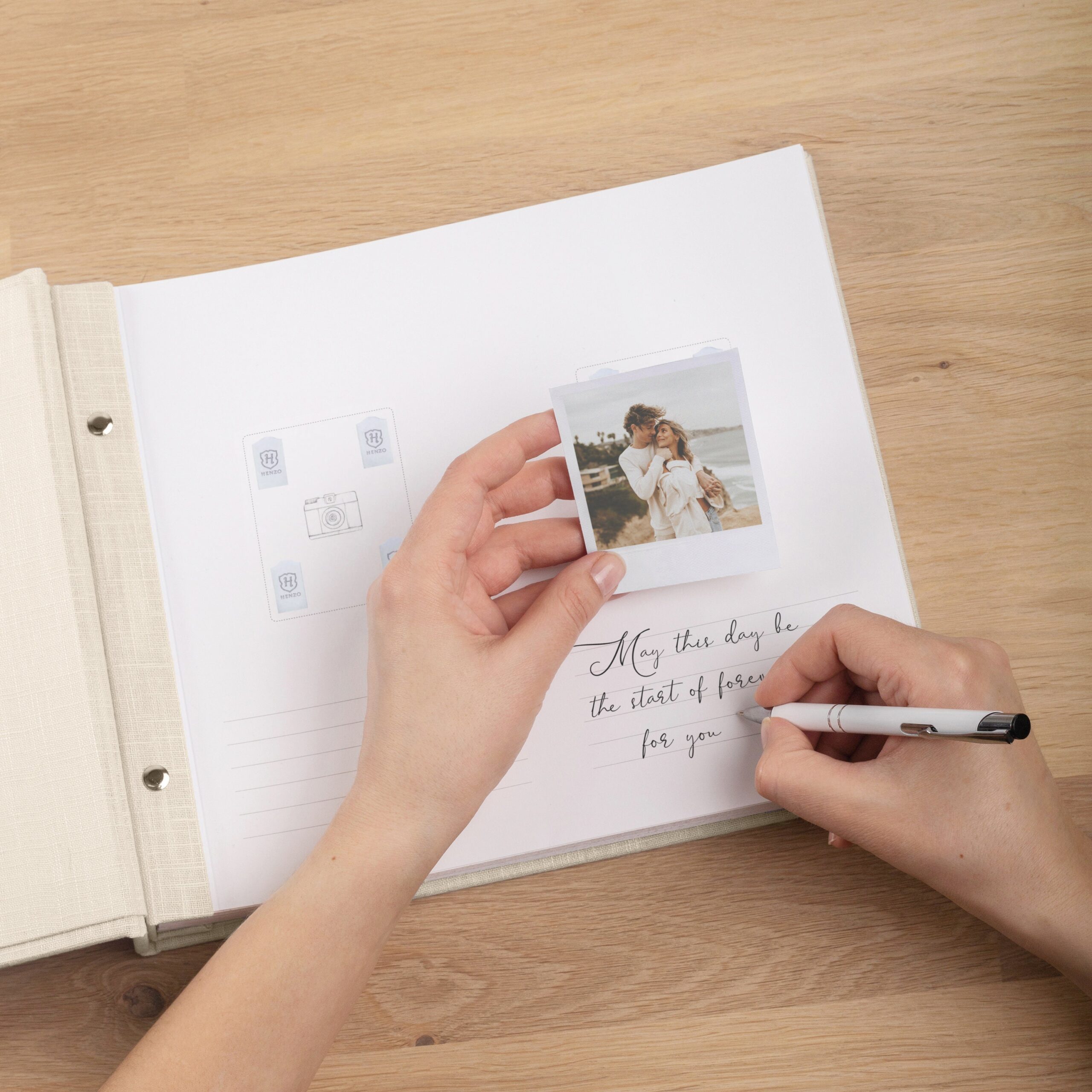 Linen Wedding Guest Book  | Blank or Printed Pages #4 - Image 2