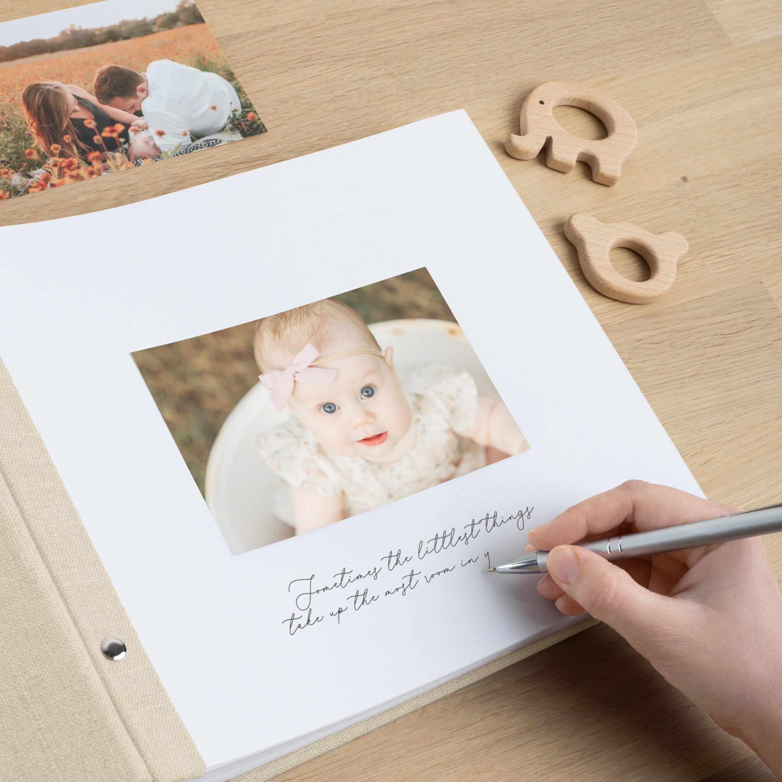 First Years Baby Memory Book | Personalized Linen Baby Photo Album #3 - Image 4