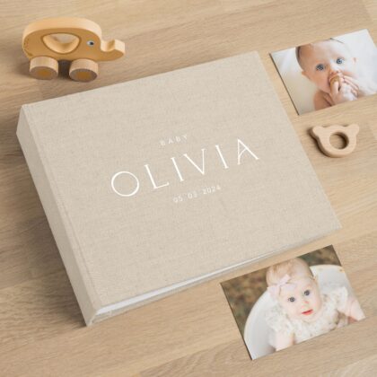 First Years Baby Memory Book | Personalized Linen Baby Photo Album #3