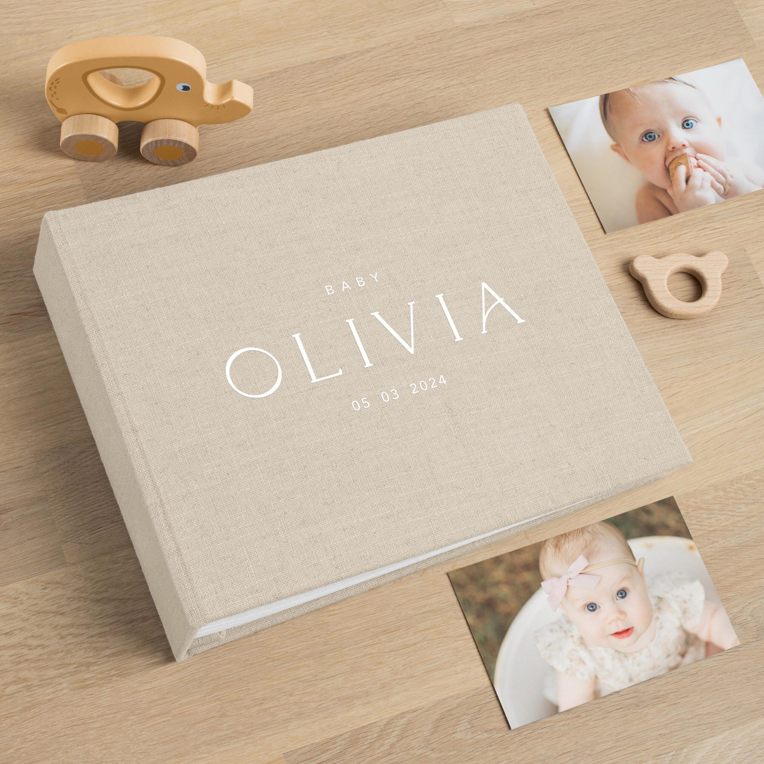 First Years Baby Memory Book | Personalized Linen Baby Photo Album #3