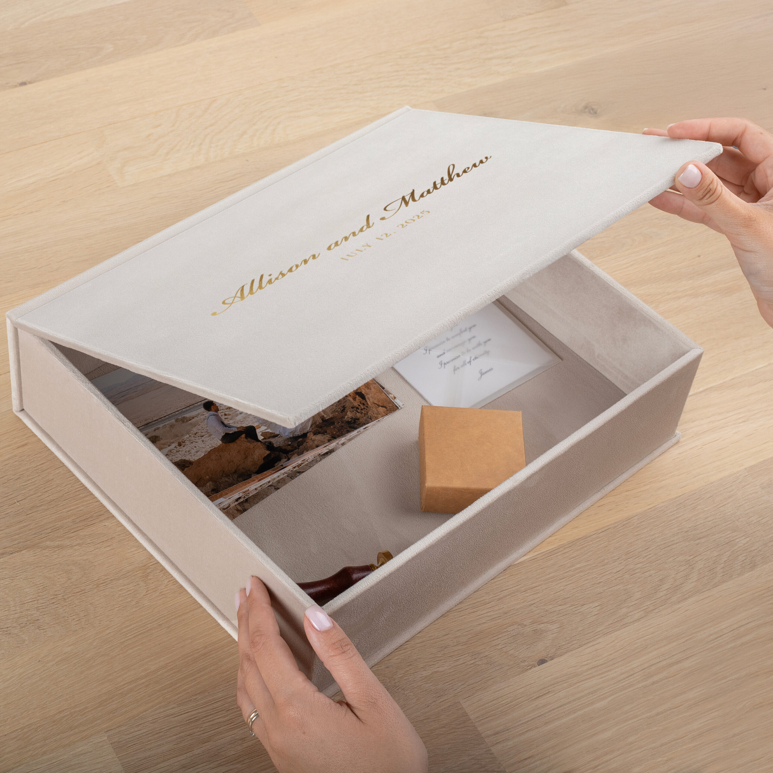 Velvet Wedding Keepsake Box | Personalized Custom Memory Box - Image 2